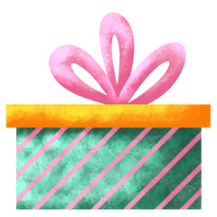 A watercolor illustration of a gift box