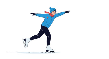Fototapeta premium Energetic young skater gliding across ice with joyful expression, winter fun and activity