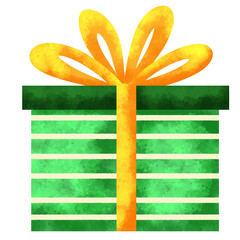 A watercolor illustration of a gift box