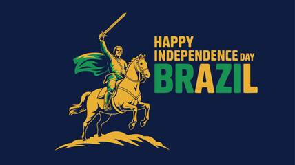 Brazil Independence Day vector illustration horse rider patriotic celebration artwork