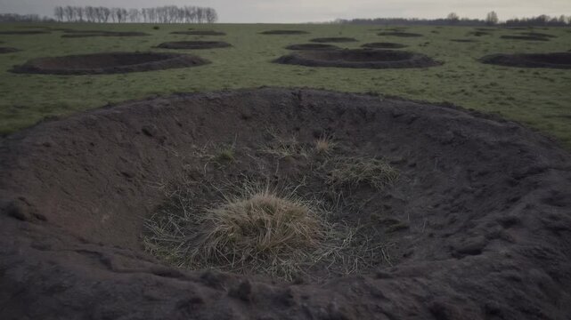 Historical of Battlefield from The Western Front with Craters Resembling Potato Field