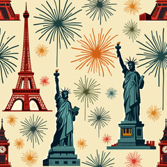 romantic backgrounds, fireworks illustration, starry night design, couple clipart, love background, wedding illustration, cute couple art, celebration background, romantic pattern, valentine's day gra © Feroza Bakht