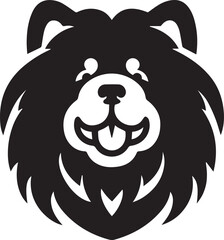 Cute Fluffy Chow Chow Dog Vector Silhouette Illustration – Black and White Pet Art Design	