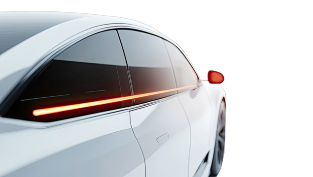 Close-up of a white electric car