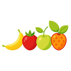 Vibrant collection of fresh fruits including banana, tomato, apple, and strawberry ready for healthy eating, perfect for food blogs, advertising, and wellness content
