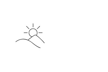 Simple sketch of a sunrise over rolling hills capturing the calm of nature