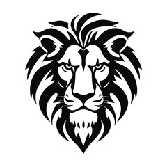 Lion head illustration, wild animal face, majestic predator portrait, black white vector, king jungle artwork  © sasha15