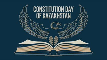 Kazakhstan Constitution Day Eagle and Book Illustration