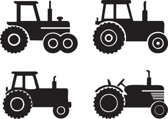 Tractor vector graphics: farm equipment clipart, agricultural vehicle illustration eps silhouette