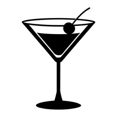 martini glass with cherry vector art