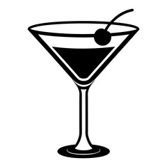 martini glass with cherry vector art