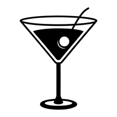 martini glass with cherry vector art