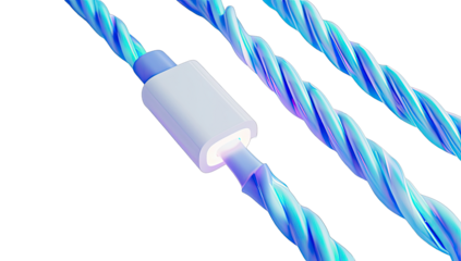 Close-up of a 3D rendered audio cable