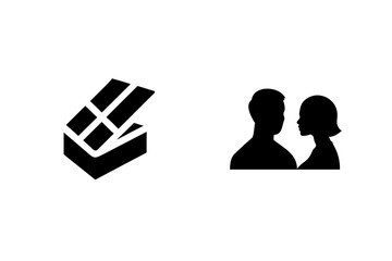 Couple and gift box icons representing valentine's day celebration and romance