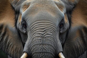 Majestic Elephant Face. Close-up of an Asian Elephant with Extended Ears and Intense Eyes in a Lush African Landscape