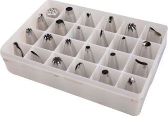 Cream piping tools for making cakes on transparent background