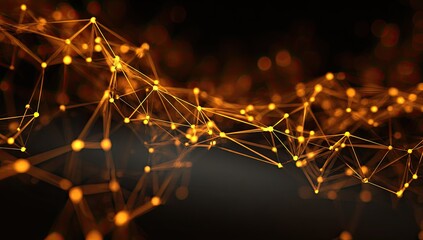 Abstract network of glowing orange points and lines on a dark background.  Connections and nodes form a flowing, dynamic pattern