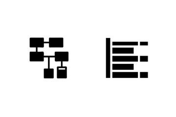 Project management icons representing organization and data analysis