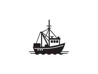 Fishing boat vector illustration: commercial fishing vessel graphic eps silhouette
