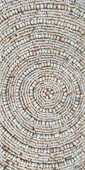 Background of circular pattern on ivory beads, up close. Traditional handicraft of ivory beads with circular pattern for decoration.