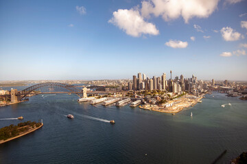 Aerial shot of Sydney Harbour and bay area