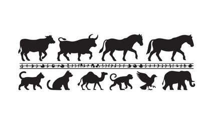 Animal silhouette vector pack: farm animals, wildlife, and pets eps