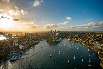 Aerial shot of Sydney Harbour and bay area