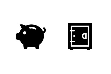 Piggy bank and safe icons representing financial security and savings growth