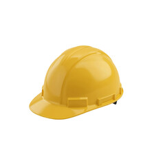 Fototapeta premium A yellow hard hat, commonly used for construction or industrial safety, is displayed against a plain white background.