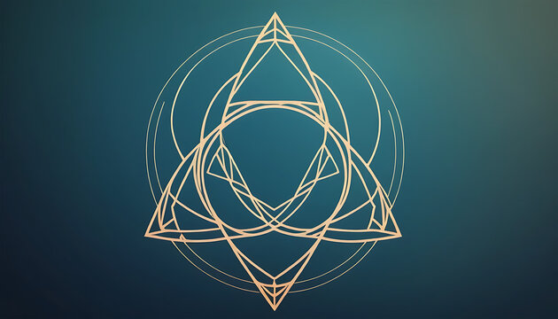 Geometric Sacred Geometry Pattern with Intricate Lines on Dark Gradient Background