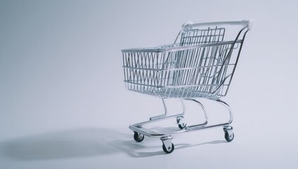 Empty shopping cart on a plain light gray background