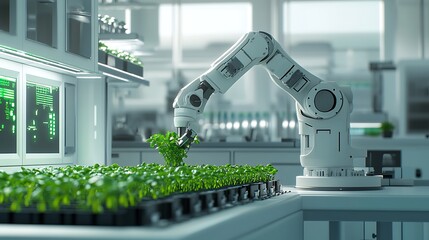 Modern laboratory with a scientific researcher operating a high-tech medical device