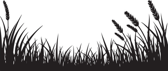 Wheat and Grass Silhouette Border Set for Farm and Nature Themes