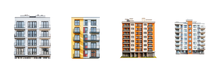 Collection of Apartment isolate on transparent background