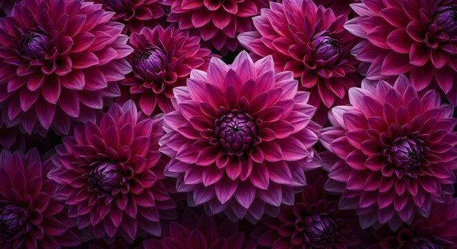 Tapester&iacute;a de finales de oto&ntilde;o de Dahlia Pink Dahlia de color p&uacute;rpura profundo.