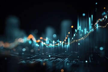 Abstract digital chart with glowing lines and data points