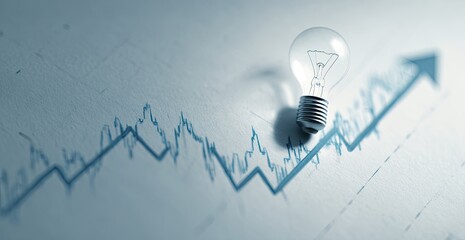 Lightbulb atop a rising line graph