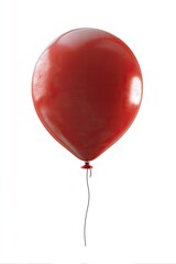 Single, glossy red balloon against white