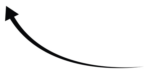 A bright blue upward curving arrow indicating progress and growth isolated on transparent background