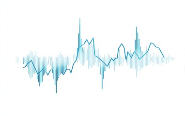 Light blue data visualization graph with overlaid sound waves