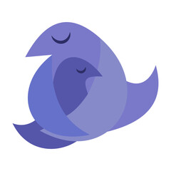 Abstract Bird Embrace. Symbol of Love and Care. Vector Illustration. The minimalist design in soft blue and purple tones represents love, protection, care and harmony.