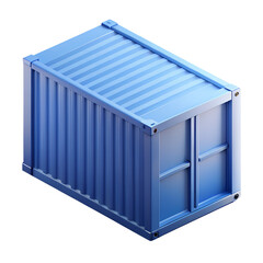 Blue metal shipping container for global cargo transport.