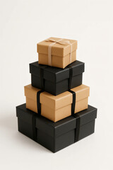 Obraz premium Stacked Kraft and Black Boxes