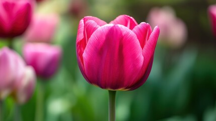 Vibrant Pink Tulip in Bloom: A Springtime Delight