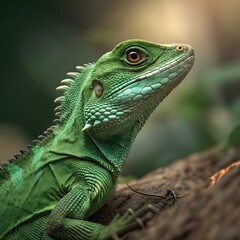 Fototapeta premium Small Green Iguana Closeup