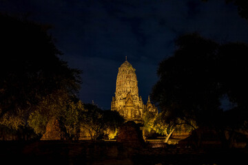 Landscape Historical Park in Ayutthaya. The ancient temple that presents humans is located in Thailand's Ayuddhaya Historic City. Ayutthaya World Heritage.