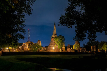 Landscape Historical Park in Ayutthaya. The ancient temple that presents humans is located in Thailand's Ayuddhaya Historic City. Ayutthaya World Heritage.