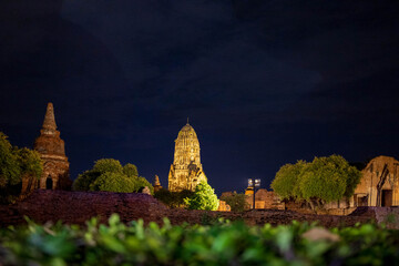Landscape Historical Park in Ayutthaya. The ancient temple that presents humans is located in Thailand's Ayuddhaya Historic City. Ayutthaya World Heritage.
