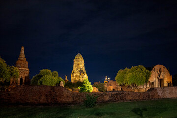 Landscape Historical Park in Ayutthaya. The ancient temple that presents humans is located in Thailand's Ayuddhaya Historic City. Ayutthaya World Heritage.