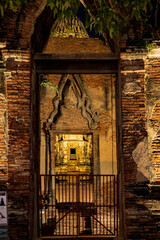 Landscape Historical Park in Ayutthaya. The ancient temple that presents humans is located in Thailand's Ayuddhaya Historic City. Ayutthaya World Heritage.